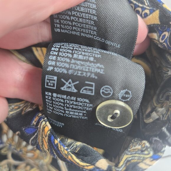 H&M Black Gold Paisley Palazzo Side Zipper Wide Leg Pants Size 0 - Picture 11 of 11